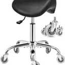BEWISHOME Saddle Stool with Wheels, 27 inches x 22.4 inches x 22.4 inches