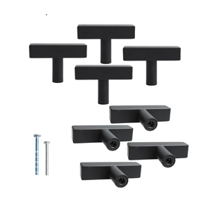 8PCS 2 Inch Black Square Bar Cabinet Knobs, T-Shape Bar Square Knobs, Single Hole Cabinet Knobs, Modern Dresser Drawer Handle Pulls for Closet Cupboard Wardrobe