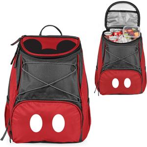 Picnic TIME Disney Backpack Cooler, Insulated Soft Cooler Backpack, Waterproof Lunch Bag, Portable Hiking Ice Chest for Beach, Picnic, Camping & Travel (Disney Mickey Mouse - Red With Gray Accents)