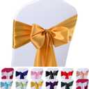 50 PCS Gold Satin Chair Sashes for Wedding Chair Bows Sashes Chair Ties Chair Cover Sashes for Folding Chairs for Thanksgiving Party Home DecorationsGold 7 x 108 inch