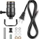 Lamp Rewire Kit, 12 Foot Matching Cord, 3 Way Socket and Essential Hardware, Table and Floor Lamps Socket Replacement, Rewire and Repair, DIY Light Making Kit (Black)