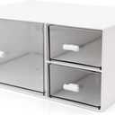 Desk Organizer Stackable Storage Drawers with 3 Compartments Stackable Drawers Great for Desk Storage, Makeup Storage Bathroom Organization Accessories Etc (White) (9*6.5*4inch - 3 Compartment)