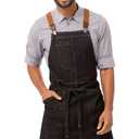 Chef Works Unisex Berkeley Bib Apron, Black W/Desert Sand Suspenders, One Size