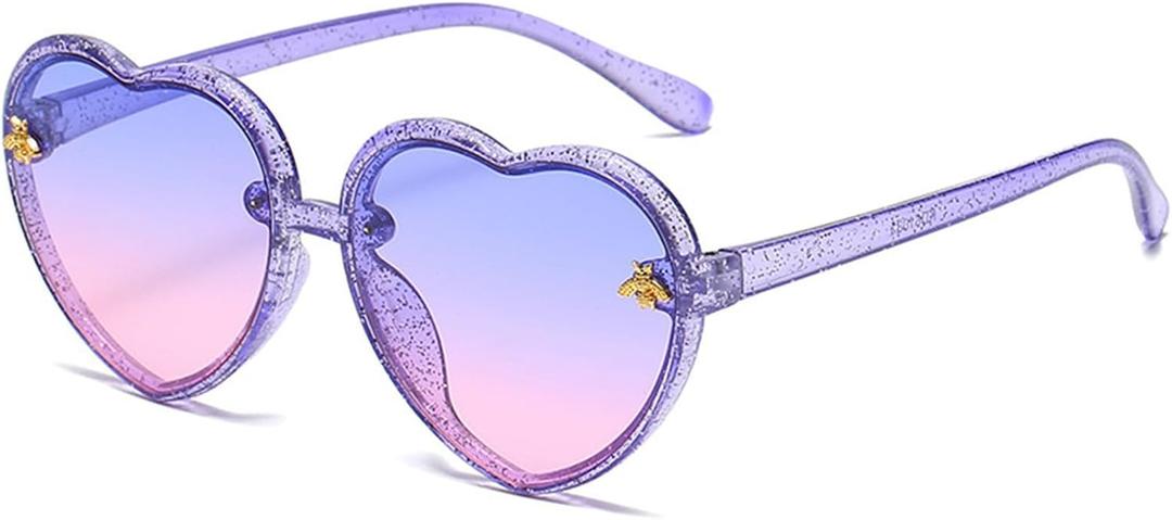Kids Heart Sunglasses Heart Shaped Sunglasses Cute Kids Eyewear for Pool Beach Outdoor Age 3-10 Years (Purple)