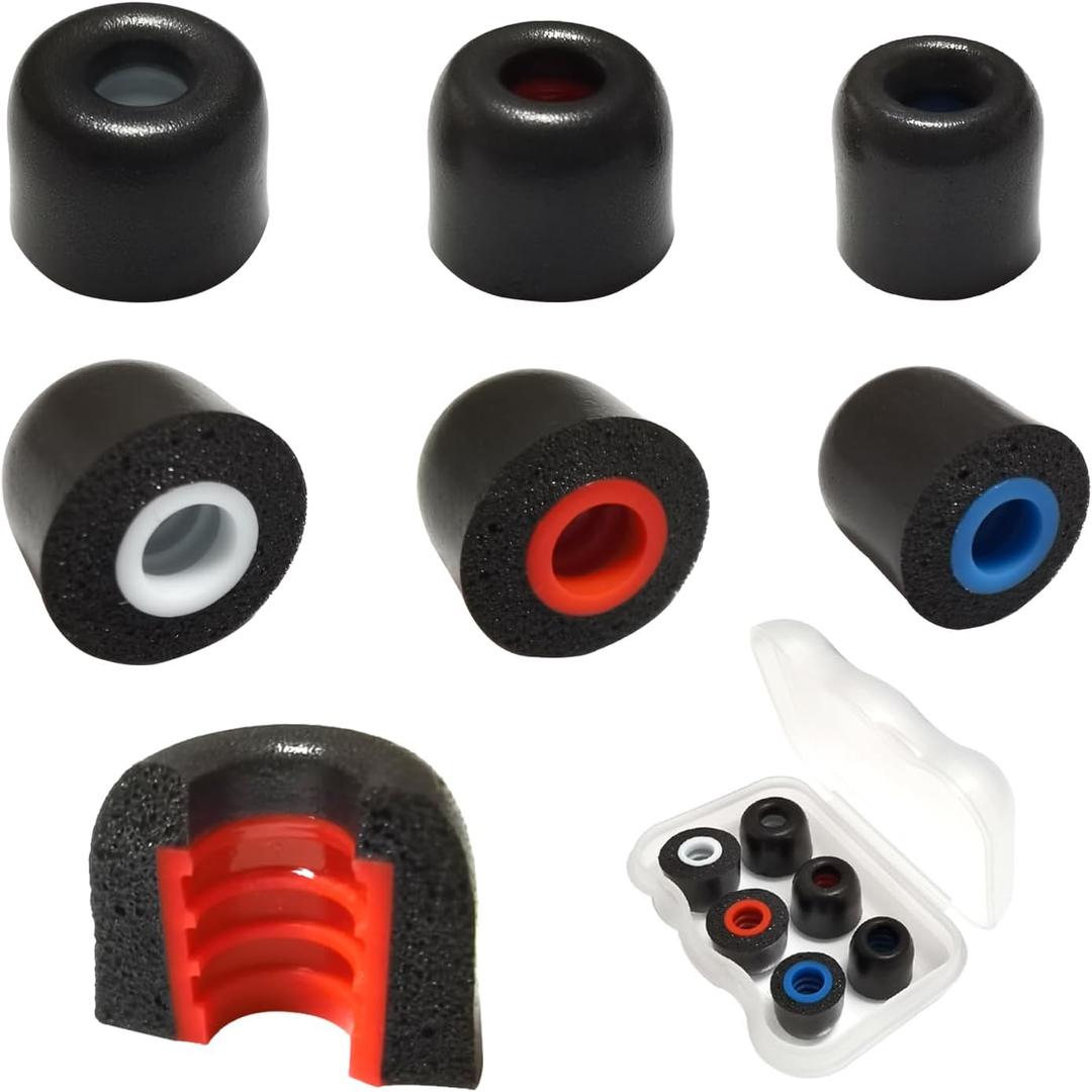 Memory Foam Ear Tips Universal for 4.0-5.5mm Nozzle - 3 Pairs Replacement Earbuds Tips with Case, Noise Isolating & Comfortable Seal