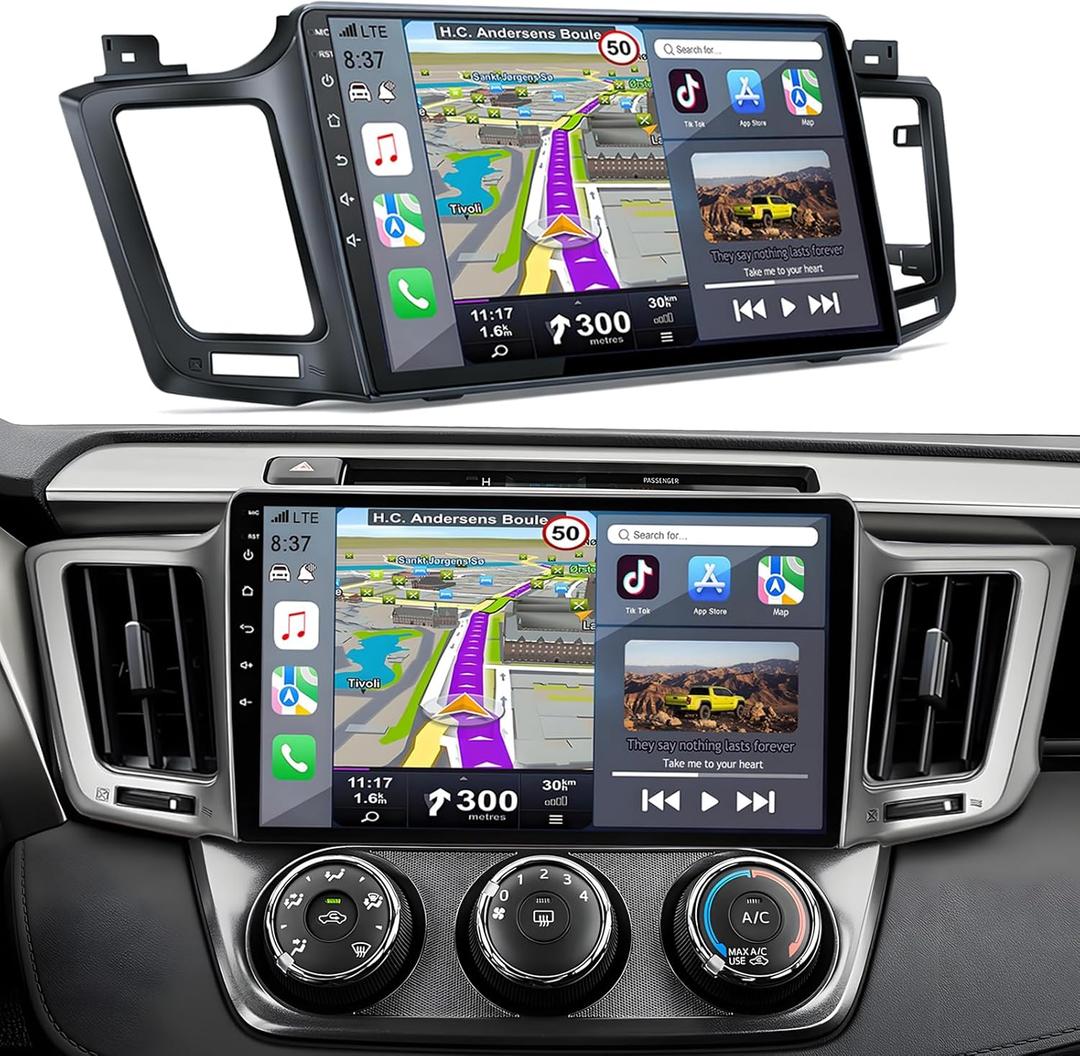 Car Radio Stereo for Toyota RAV4 2013-2018: 8-Core 4GB+64GB 10.2 Inch Touchscreen Android 15 Head Unit with Wireless Carplay Android Auto Bluetooth GPS Navigation 5G WiFi