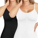 AURUZA 2PCS Womens Shapewear Tummy Control Scoop Neck Camisole Tops for Women Seamless Compression Tank Top Plus Size (Large, Black+white)