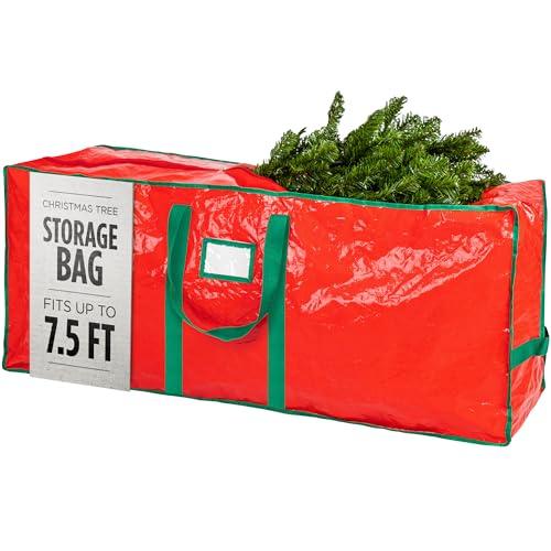 Christmas Tree Storage Bag - Durable Waterproof Material, Zippered Bag, Carry Handles. Protects Against Dust, Insects and Moisture (Red)