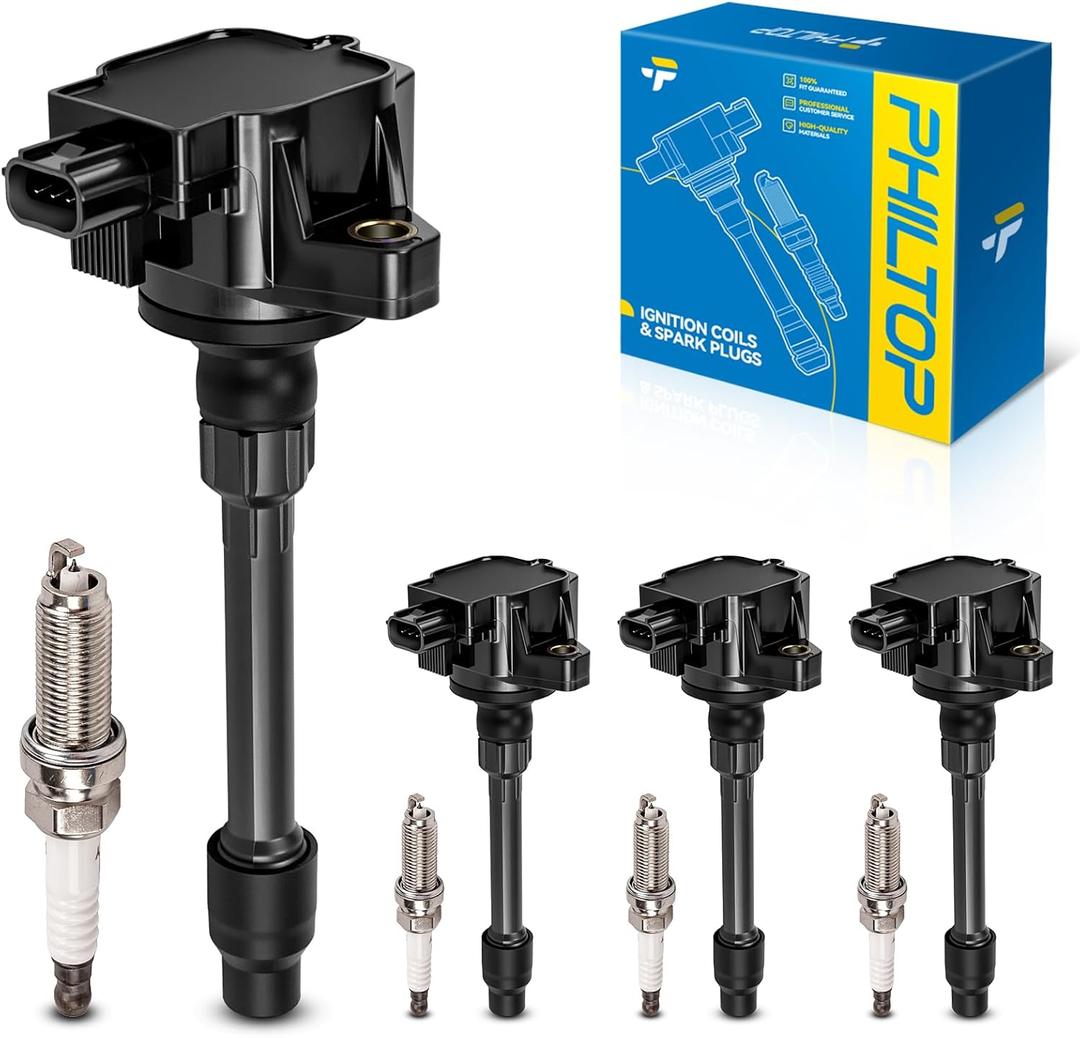 PHILTOP Ignition Coil Pack and Iridium Spark Plugs Fits for Honda 2017-2022 CR-V 1.5T, Honda 2017-2020 2023 Civic 1.5T/2.0T, 4PCS UF781