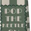 Sage Green Funny Kitchen Towels - Tea Lover Gifts for Women Dish Towels, Pop The Kettle On Green Checkered Decorative Absorbent Dishcloths Hand Towel for Kitchen Decor 16x24 Inches