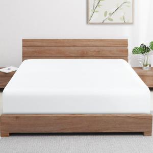 Bamboo Viscose Cooling Fitted Sheet King Size Only, 400 Thread Count, 16" Deep Pocket Cooling Bottom Sheets for Hot Sleeper, Silky Soft Breathable (King, White