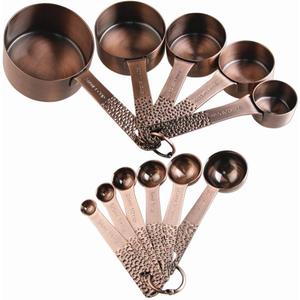 Copper Measuring Cups and Spoons Set, Metric & US Stainless Steel 5 Measuring Cups and 6 Measuring Spoons for Baking & Kitchen (A1: Copper-13 Pieces)