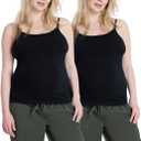 Motherhood Maternity Womens Clip Down Nursing Tank Top Cami with Adjustable Straps for Breastfeeding-2 Pack (X-Small, Black/Jet Black)