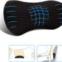 Lumbar Pillow, Memory Foam Lumbar Support Pillow for Office Chair and Car Seat, Back Support Pillow for Lower Back Pain Relief, Support Cushion Back Pillow for Sleeping, Resting, Driving, Traveling (Black)