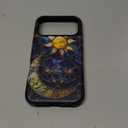 Case Compatible with iPhone 17 Pro,Fall Prevention Hybrid 2-Layer Hard Shell Phone Cover for Girls Boys,Sun Moon Celestial Glass