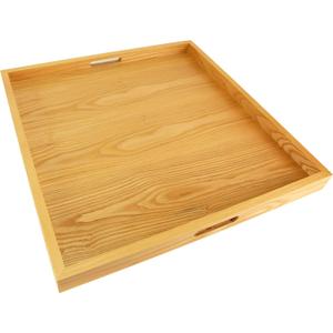 BARsics 24x24 inches Square Oak Wooden Ottoman Tray, Large Living Room Serving Tray