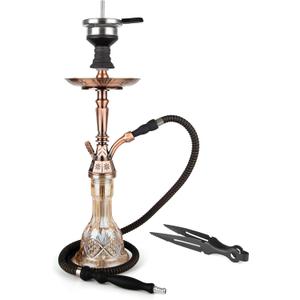 Set 25" Egyptian Style Complete Set with Everything, Accessories Includes Glass Vase, Clay Bowl, Leather Hose, Antique Bronze