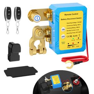 Joinfworld Remote Battery Disconnect Switch 12V 240A Kill Switch for Car Anti Theft Automatic Shut Off Switch with Wireless Remote Control Fobs for Auto Truck Boat - High Installation