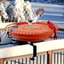 Daoeny Heated Bird Baths for Outdoors, Upgraded 100W Thermostatically Controlled Heated Bird Bath for Deck Railing, Heated Bird Bath for Outside Winter Garden Yard Patio Decor (Terracotta)