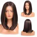 HAIRCUBE Short Wigs for Women,Brown Bob Wig Shoulder Length Synthetic Wig Heat Resistant Hair for Daily Party Use 16 Inches(Dark Brown with Highlight)