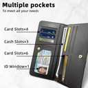FXIANGWL Slim RFID Blocking Wallet for Women, Various Artistic Patterns PU Leather Long Bifold Card Holder with 10 Slots, Secure Snap Button Travel Clutch Purse, Cute Skull Wings Heart Shape Roses