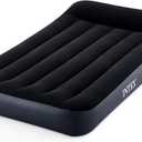 Intex Dura-Beam Standard Pillow Top Airbed Comfortable Blow Up Portable Air Mattress with Built-in Electric Pump and Carrying Bag, Twin Size, Blue