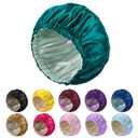 2 x Double Layer Silk Bonnet for Sleeping for Women and Men Large Satin Hair Cap for Curly and Natural Hair Blue Zircon