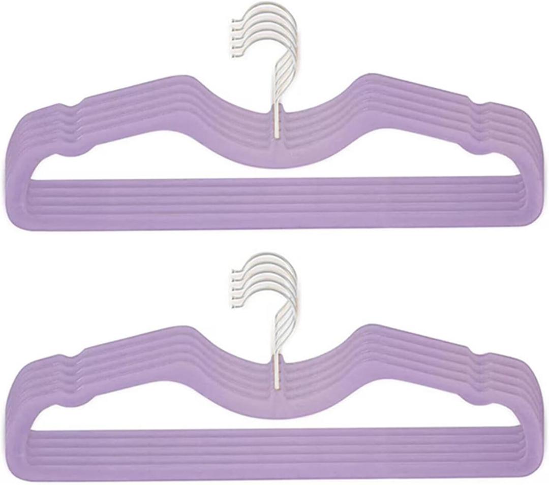 Velvet Hangers 50 Pack, Ultra Slim & Short Neck Hanger, 360 Swivel Hook, Space Saving Durable Non-Slip Felt Hangers,Purple b