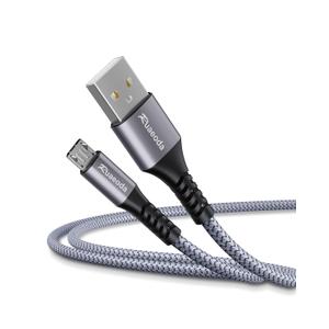 Micro USB Cable 10 ft, Android Charger Cord, High-Speed Fast Charging & Data Sync, Braided Nylon Durable Lead for Samsung Galaxy S7 S6 J7, Kindle, PS4/Xbox, Security Camera (Gray) (Space Grey)