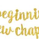 BEISHIDA The Beginning of A New Chapter Banner, Farewell party decorations,Graduation Sign 2025 Banner,Happy retirement Supplies,Going away party Sign Garland,Graduation banner Glitter Gold