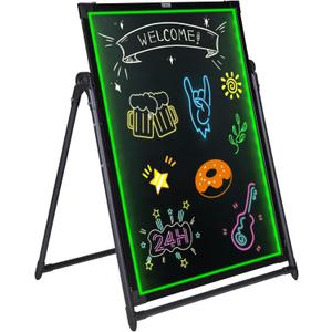 VEVOR LED Message Writing Board, 32"x24" Illuminated Erasable Lighted Chalkboard, Neon Effect Menu Sign Board, Drawing Board with 8 Fluorescent Chalk Markers and Remote Control
