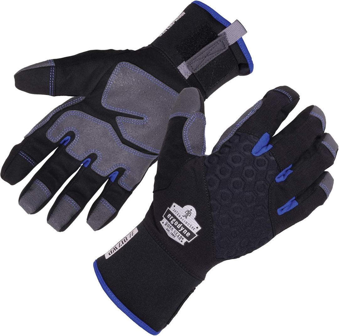 Ergodyne ProFlex 817WP Waterproof Work Gloves, Thermal Insulated, Touchscreen, Reinforced Palms, Black, Small