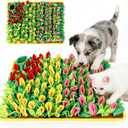 MYLIFESION Snuffle Mat for Dogs, 23.62''*15.75'' for Small & Medium, Fleece Mentally Stimulating Toys for Dogs Cats Rabbits, Helps Control Eating Speed and Train Scent Detection (Tulip Style)