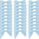 AIMUDI Light Blue Satin Ribbon Twist Tie Bows 3.5" Pre-Tied Baby Shower Bows Premade Baby Blue Bows for Crafts Treat Bags Cake Pop Gift Wrapping Wedding Favors Gender Reveal Birthday - 50 Counts