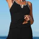 Summer Mae Tankini Swimsuits for Women 2026 Bathing Suits Top Ruched Two Piece Tummy Control V-Wire Modest Swim Suits (Black, L)