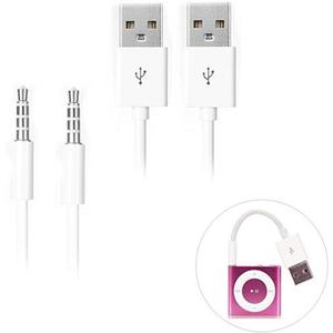 iAbler iPod Shuffle Cable, 2 Pack 3.5mm Jack/Plug to USB USB Power Charger Sync Data Transfer Cable for iPod Shuffle 3rd 4th 5th MP3/MP4