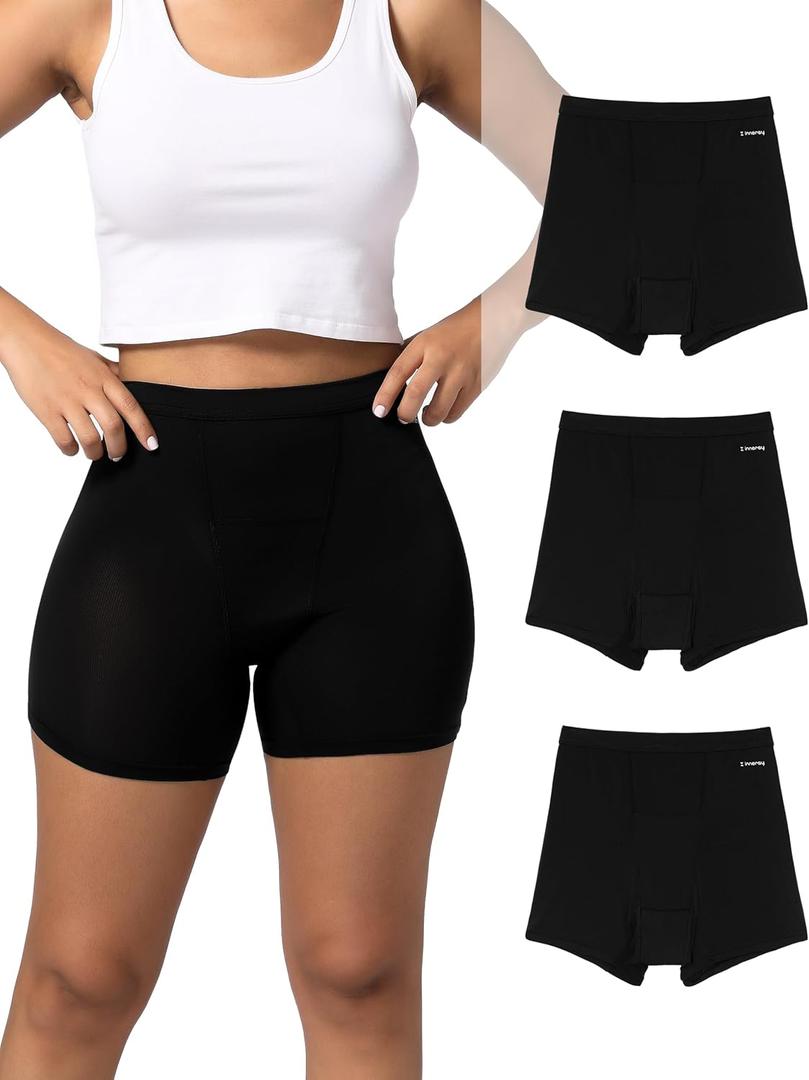 INNERSY Women's High Waisted Period Underwear Boy Shorts Panties for Postpartum Menstrual 3-Pack (Medium, Black) INNERSY Women's High Waisted Period Underwear Boy Shorts Panties for Postpartum Menstrual 3-Pack (Medium, Black)
