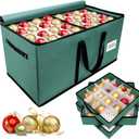 Christmas Ornament Storage Box, Ornament Storage Container with 8 Trays, Xmas Decoration Organizer Holds Up to 128 Decoration Balls, Durable 600D Oxford Material Green