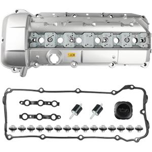 WATERWICH Aluminium Valve Cover kit Compatible with BMW 323i 325i 328i 330i 525i 528i 530i X5 Z3 M52 2.5L 2.8L/ M54 2.5L 3.0L Replacement for 11121432928