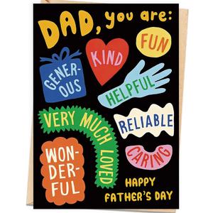 4 x Funny Fathers Day Card, Cute Father's Day Cards Gift for Dad from Daughter Son, Happy Father's Day Decoration Ideas