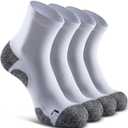 Quarter Compression Socks for Men Women, Cushioned Running Hiking Socks Large, White (4 Pairs)