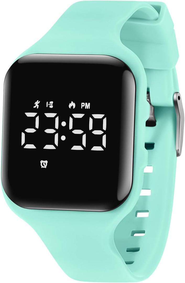 Kids Watches for Girls Boys Digital Sport Watch with Step Counter Pedometer Vibration Alarm Clock, No App Waterproof Fitness Tracker Kids Watch Boys Girls Teens Students Ages 5-16 (012-E-LightGreen)