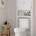 UTEX Over The Toilet Storage Cabinet, Over Toilet Bathroom Organizer with Adjustable Shelves and Double Doors, White, 8"d X 27"w X 66"h