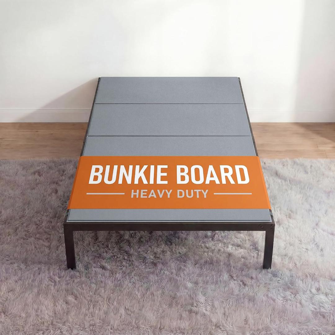 Twin Size Bunkie Board with Securing Straps,Foldable,Grey