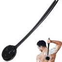 VWMYQ Silicone Back Scrubber for Shower, 17in Lengthen Long Handle Body Brush, Double Sided Shower Brush for Shower Exfoliating and Massage Can Produce Rich Foam, Long Handle Back Scrubber for Men (Black)