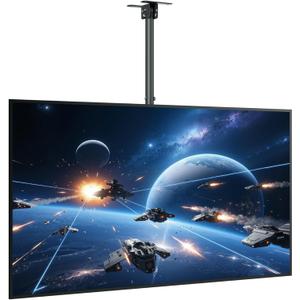 monTEK Ceiling TV Mount for 23-55 inch Flat Screen Displays, Hanging Adjustable Ceiling TV Bracket Fits Most LCD LED OLED 4K TVs, Pole Ceiling Mount Holds up to 77lbs, Max VESA 400x400mm