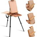 Falling in Art Light Weight French Style Field and Sketchebox Easel with Aluminum Tripod, Adjustable Beechwood Tripod Standing Easel with Drawer, Palette