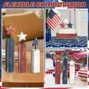 4th of July Table Decorations, 3Pcs Red White and Blue Decorations, Retro Patriotic Memorial Day Tiered Tray Decor, Labor Day Independence Day Fourth of July Decor for Home Office Shelf