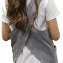 Shortened Design Apron, Japanese Style Soft Cotton Linen Apron with Two Side Pockets, X Cross Halter Aprons, Kitchen Cooking Clothes Gift for Women DIY Project, Crafting, Cooking, Baking  (Light Gray), Style: 1# Style-rounded Edge