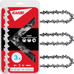 KAKEI 10 Inch Pole Saw Chain fits Stihl 1/4" Pitch .043" Gauge 56 Drive Links Chainsaw Chain - 71PMM3 56 Fits Stihl Pole Saws (3 Chains) - Semi Chisel